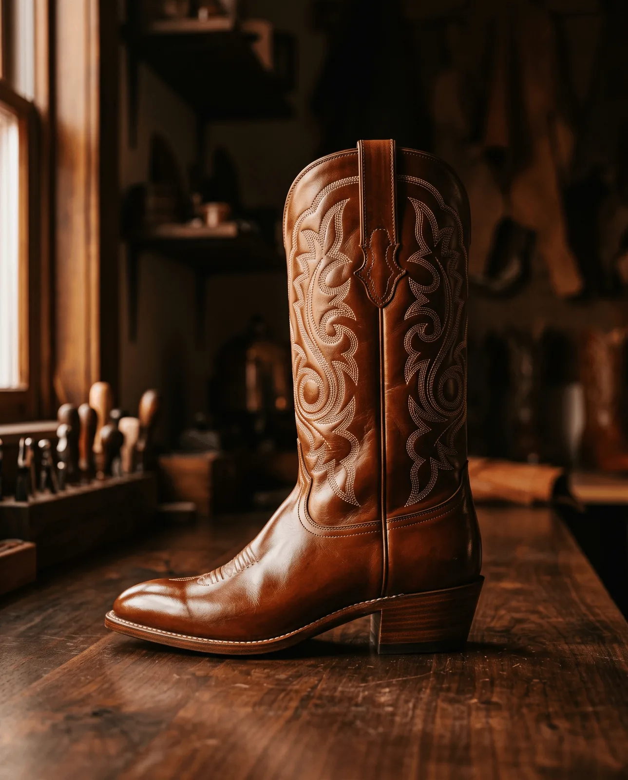 The Cheyenne, ten-row stitched dress boot