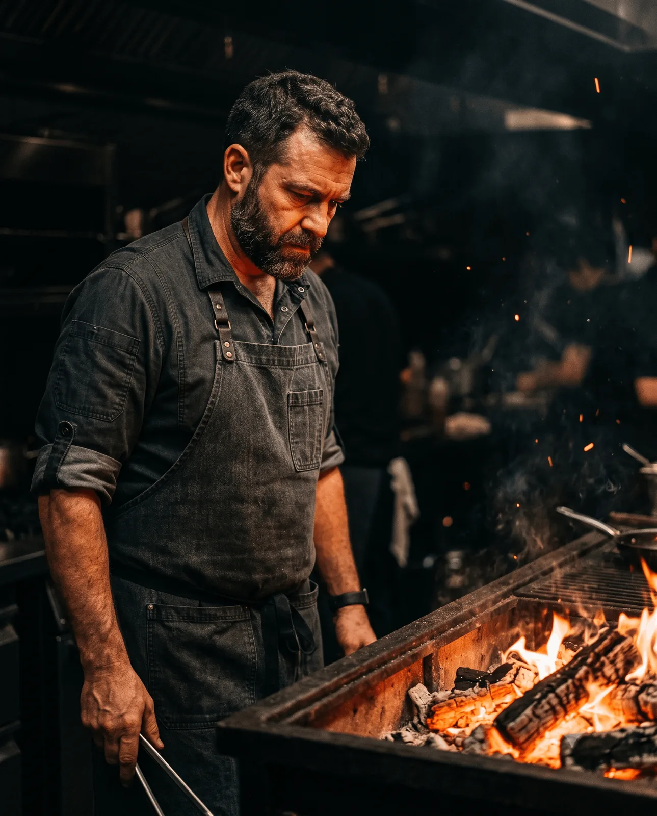 Chef M. Callahan at the fire